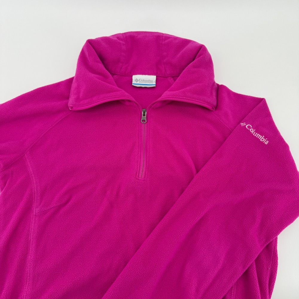 Columbia Womens Magenta Pink Quarter Zip Fleece Pullover Sweater Size S